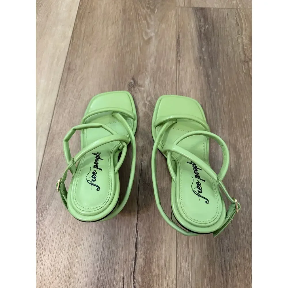free people perth strappy slingback heels secret sage green women 6.5 US / 37 EU